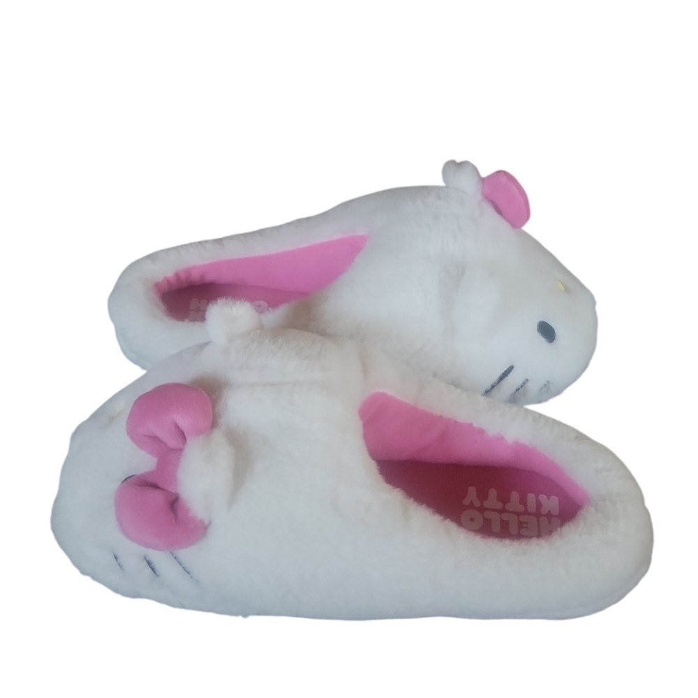 Hello Kitty Cute Plush White and Pink Adult House Slippers Sz 11-12 - Picture 2 of 7